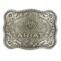 Ariat Silver Scroll Western Belt Buckle Rectangular Scalloped Edge