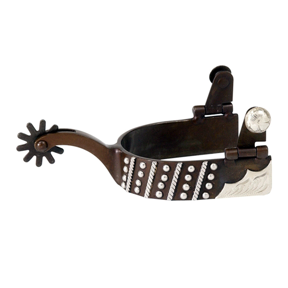 Hilason Antique Brown Men’s Western Spur Stainless Steel with German Silver Trim & Rowel