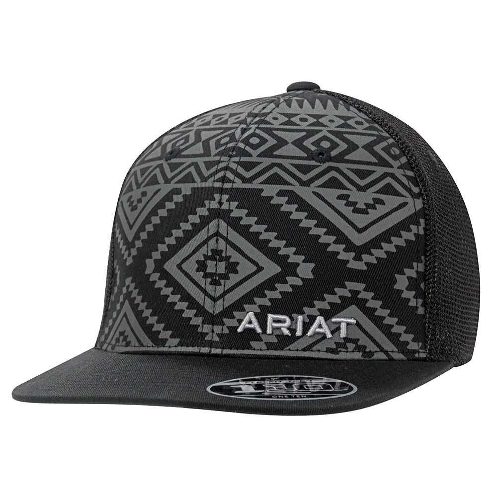 ARIAT Men's Aztec Black Flat Bill Cap
