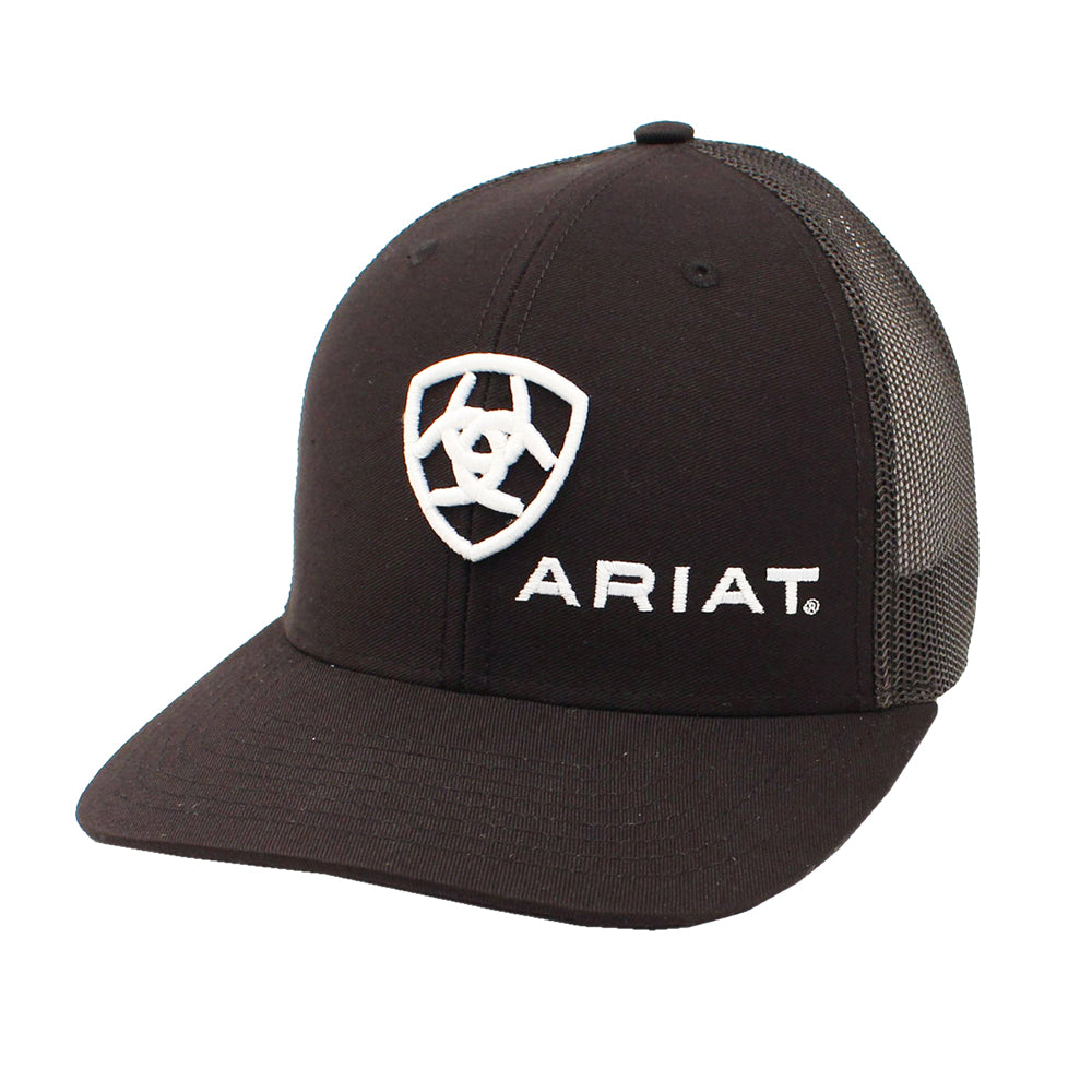 M&F Western Black Mesh Cap – Decorative Eyelet Embroidery, Adjustable 7-Snap Closure, Breathable Back Design
