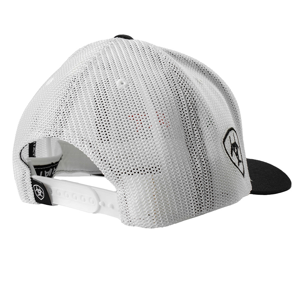 ARIAT Men's Mexican Flag Colors Embroidered Snapback Cap, Black with White Mesh Back, 6-Panel Mid Profile