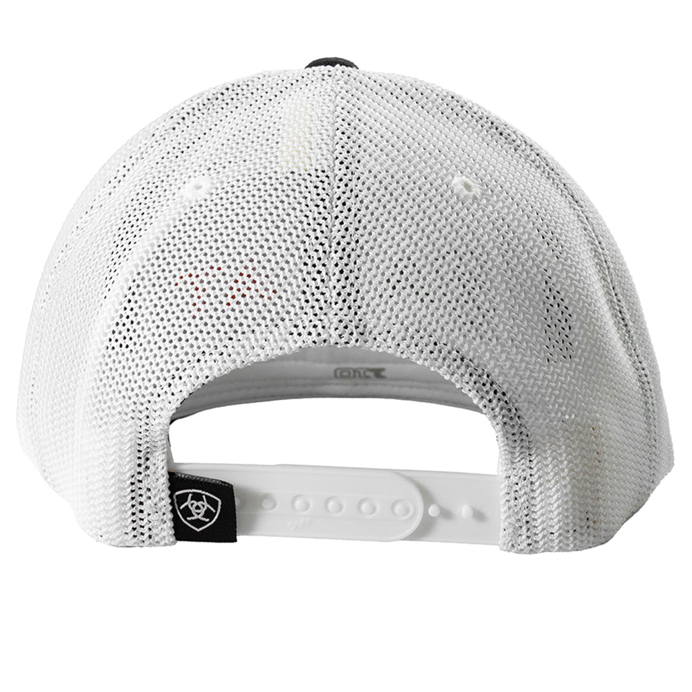 ARIAT Men's Mexican Flag Colors Embroidered Snapback Cap, Black with White Mesh Back, 6-Panel Mid Profile