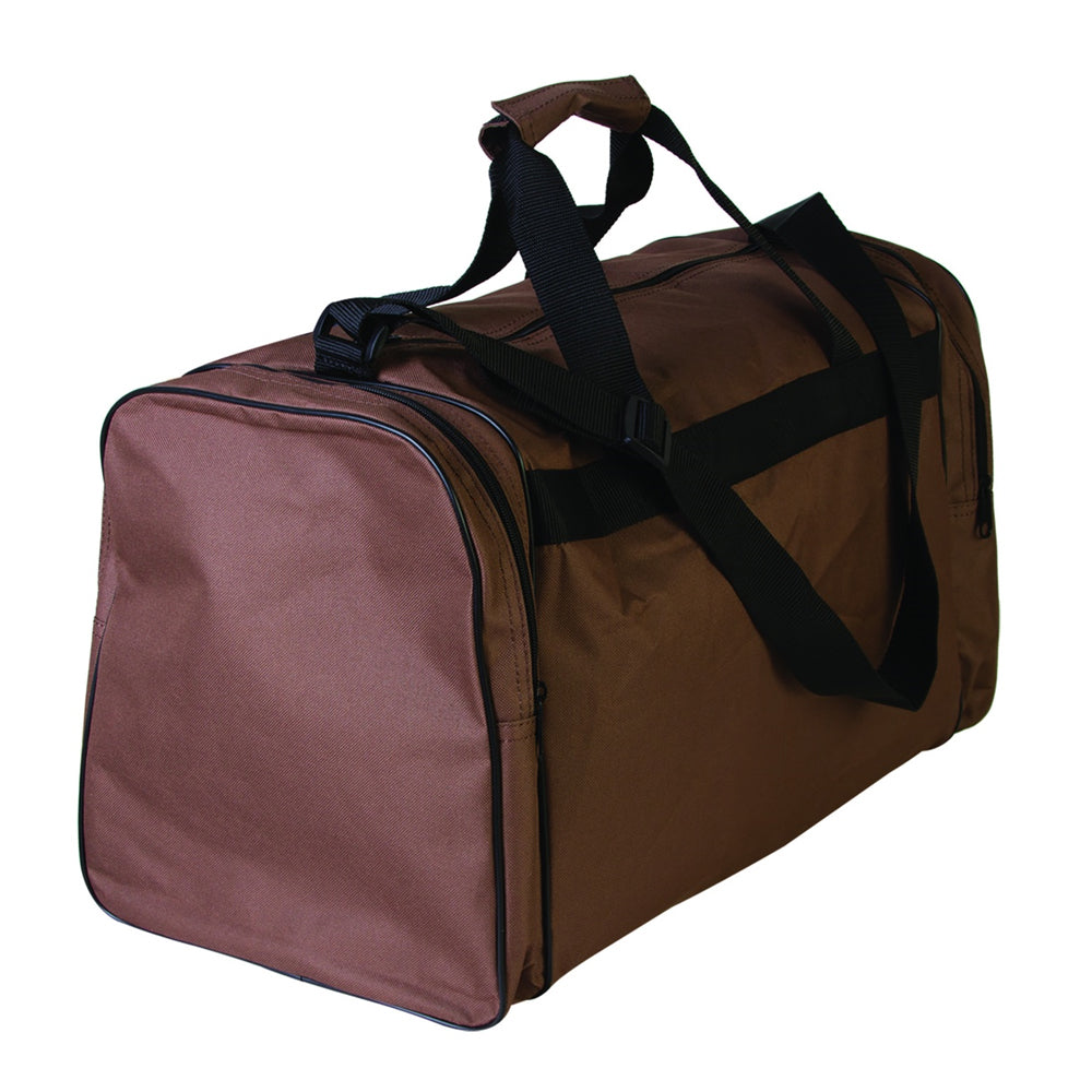 HILASON Large Duffle Bag Brown with Black Trim – Travel Gym Sports Bag 20.5" x 10.5" x 12" Heavy Duty Carry Bag
