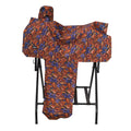 Tough1 Hand Printed Western Total Saddle Cover Nylon Full Protection Floral Tooling Pattern Dust Guard