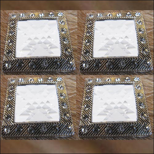 Screw Back Concho 1.5 In Silver Crystals Square Bling Saddle