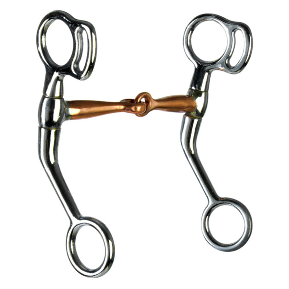 HILASON Pony Tom Thumb Training Bit – 3-1/2" Jointed Copper Snaffle Mouthpiece with 5" Stainless Steel Swivel Shanks