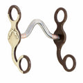 HILASON Pony Pistols Western Curb Bit 4-1/8" Sweet Iron Mouthpiece with Copper Inlays Antique Brown S-Shank Training Bit