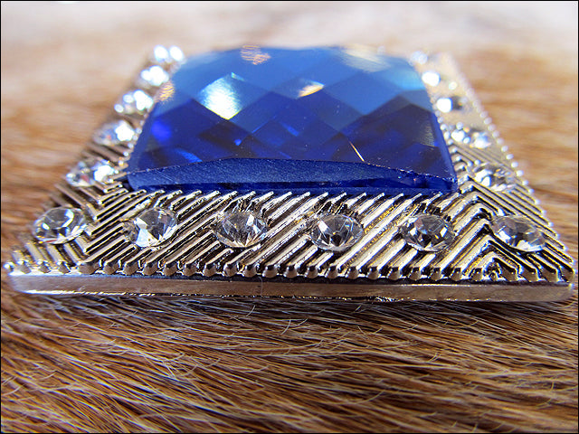 HILASON Western Screw Back Concho Blue Crystal Bling Square Saddle Headstall Tack Sapphire Color | Slotted Conchos