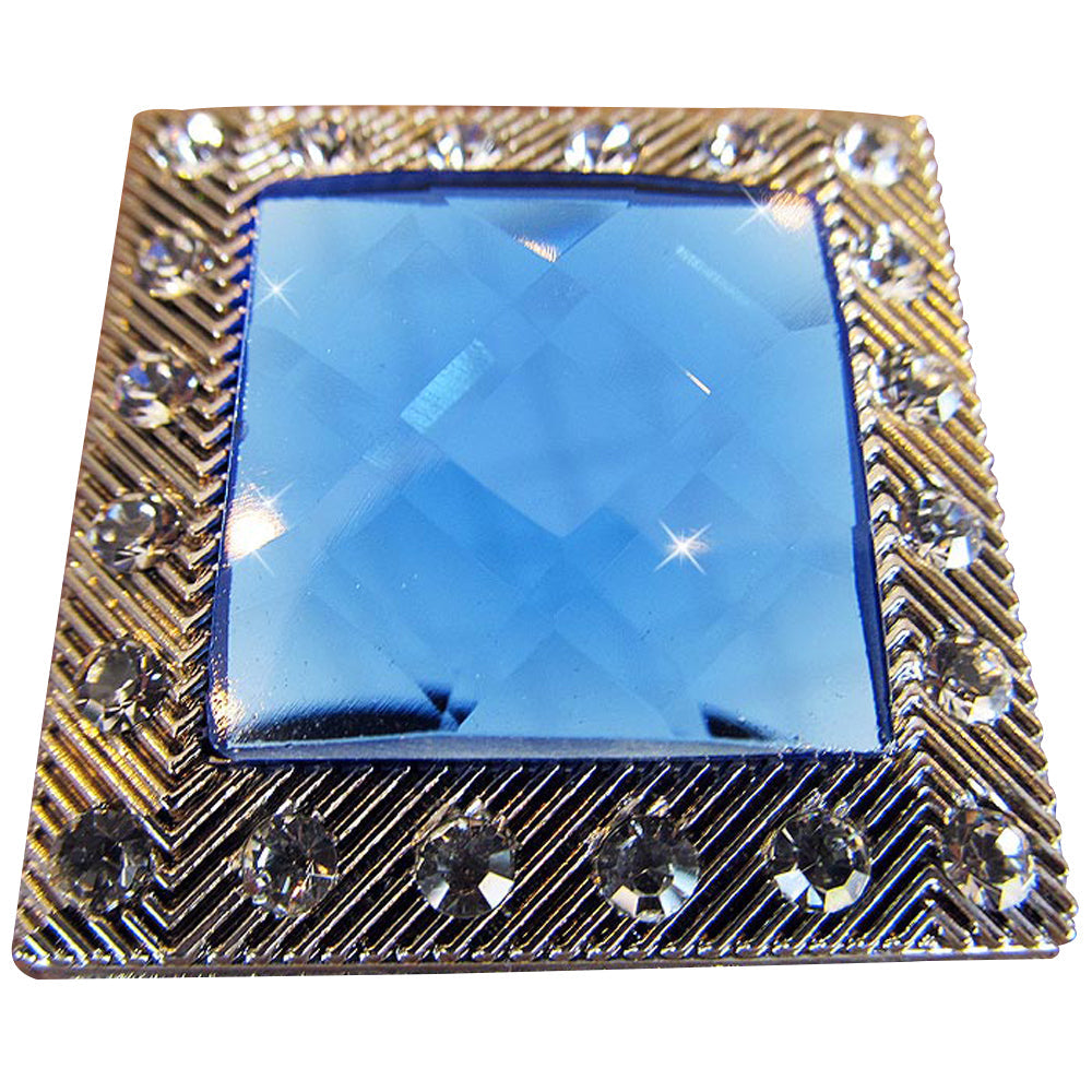 HILASON Western Screw Back Concho Blue Crystal Bling Square Saddle Headstall Tack Sapphire Color | Slotted Conchos
