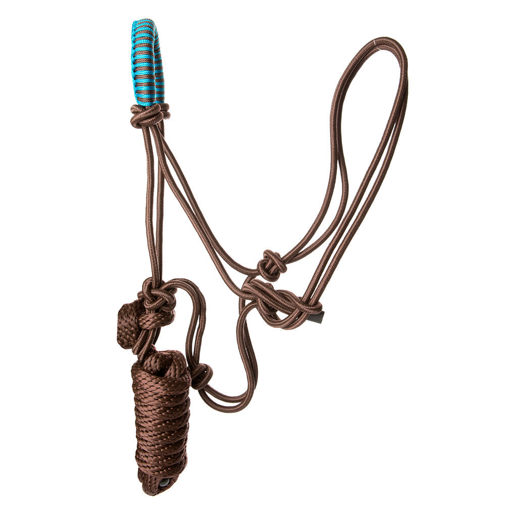 HILASON Pony Rope Halter with Braided Noseband & 7ft Lead Rope Heavy-Duty Poly Training Halter for Ponies and Small Breeds
