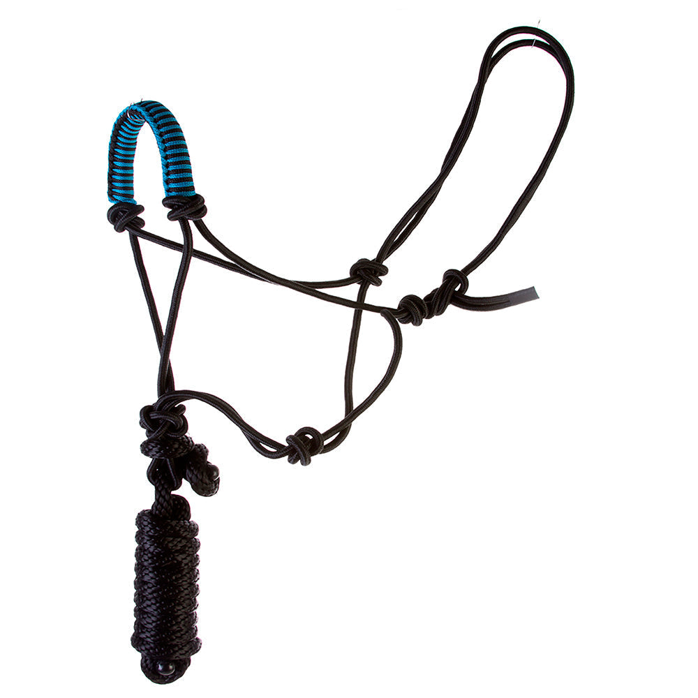 HILASON Pony Rope Halter with Braided Noseband & 7ft Lead Rope Heavy-Duty Poly Training Halter for Ponies and Small Breeds