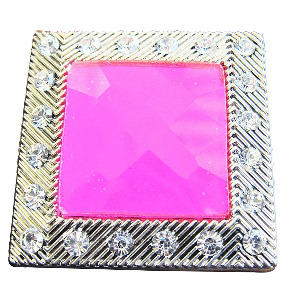 Western Screw Back Concho Light Fuschia Square Crystals Bling