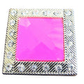 Western Screw Back Concho Light Fuschia Square Crystals Bling