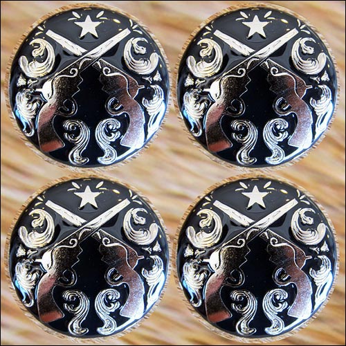 Western Screw Back Concho Cross Guns Silver Round Saddle Horse 1.5 In