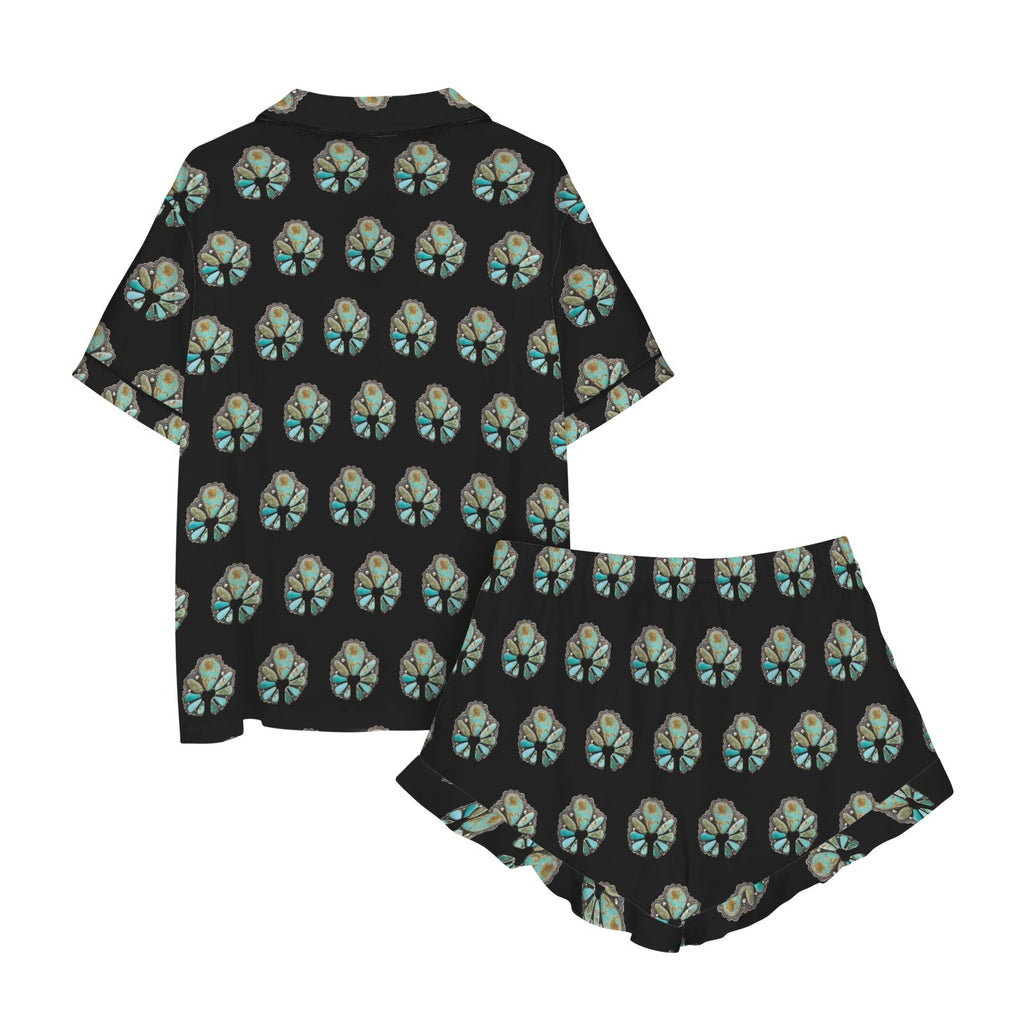 Baha Ranch Turquoise Naja Black Western Satin Pajama set by Baha Ranch Western Wear - product image 5