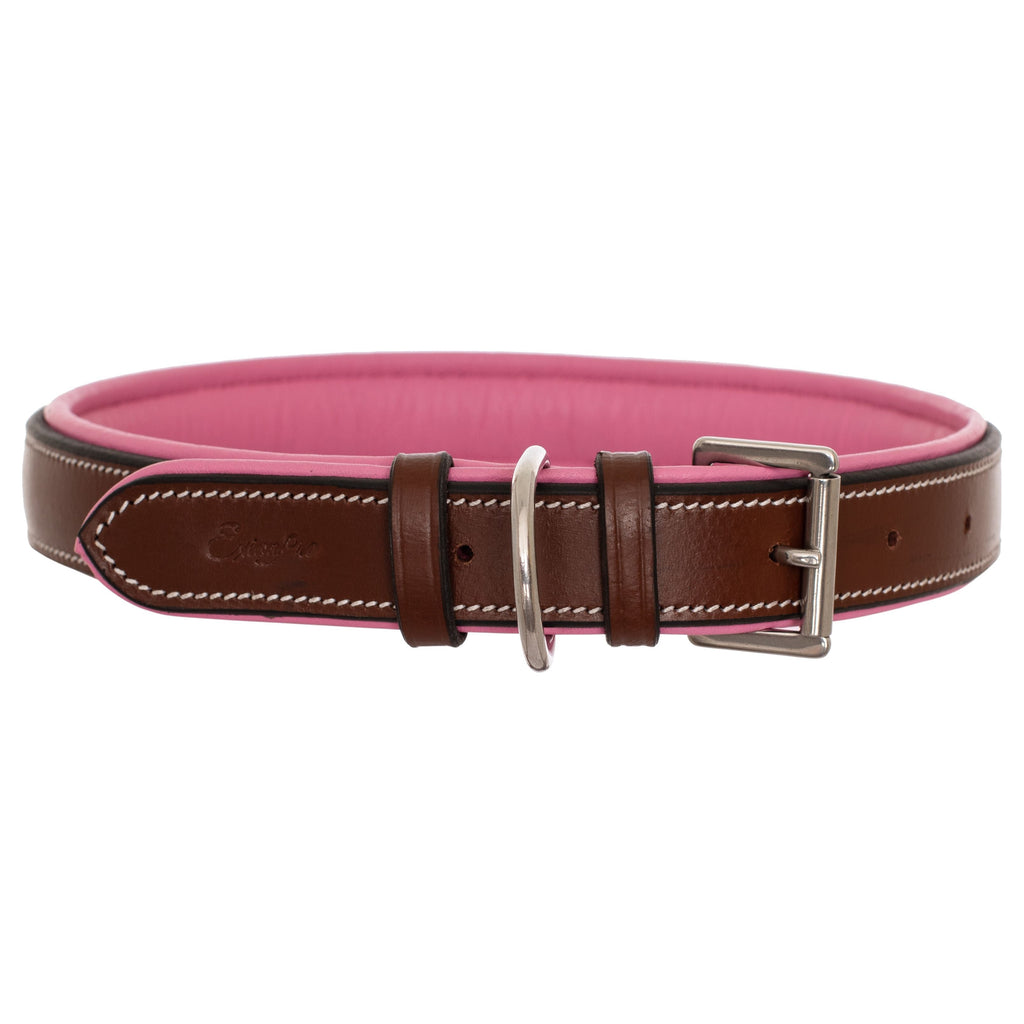 ExionPro Fancy Stitched Padded Leather Dog Collar - Pink Padding by Bridles & Reins - alternate view 4