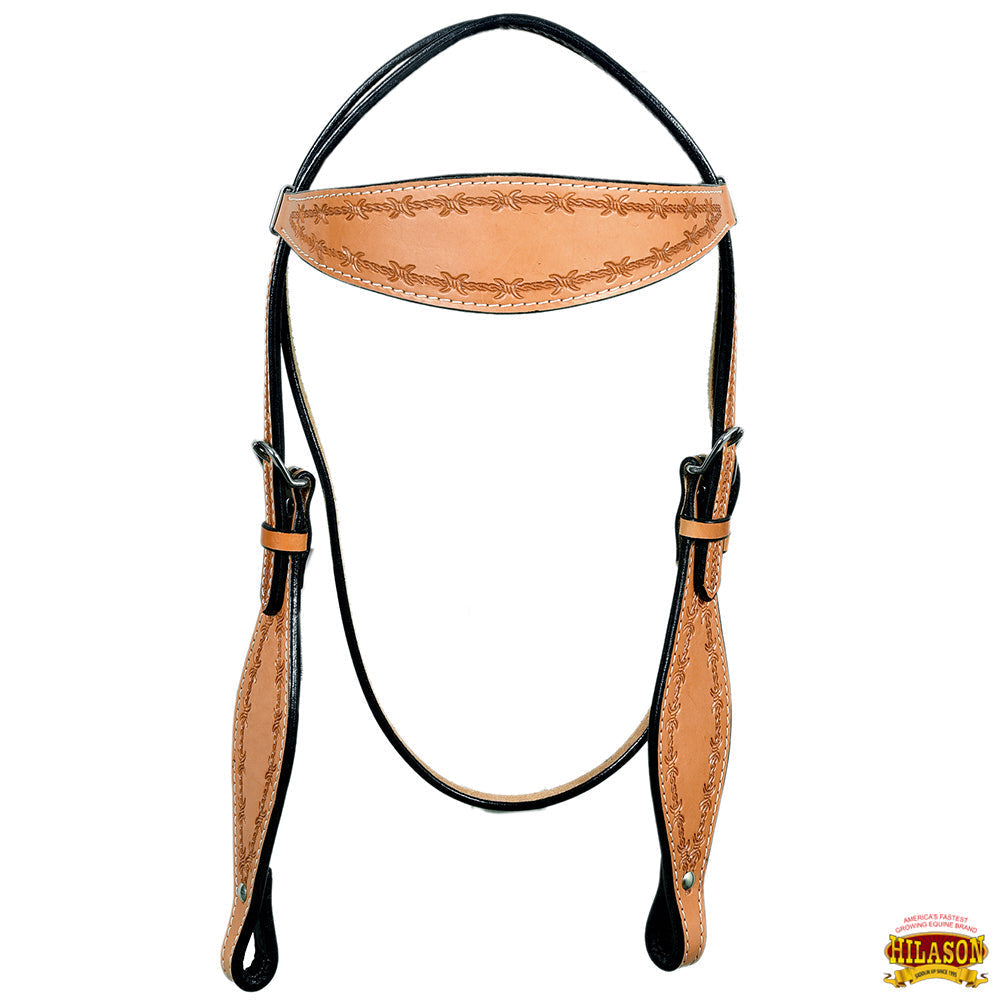 HILASON Western Horse Headstall Breast Collar Set Tack Genuine American Leather Barb Wire Tan