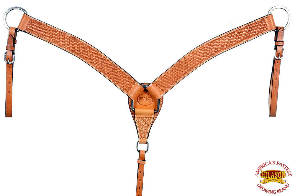 HILASON Western Horse Headstall Breast Collar Set Tack Genuine American Leather Basket Weave Tan
