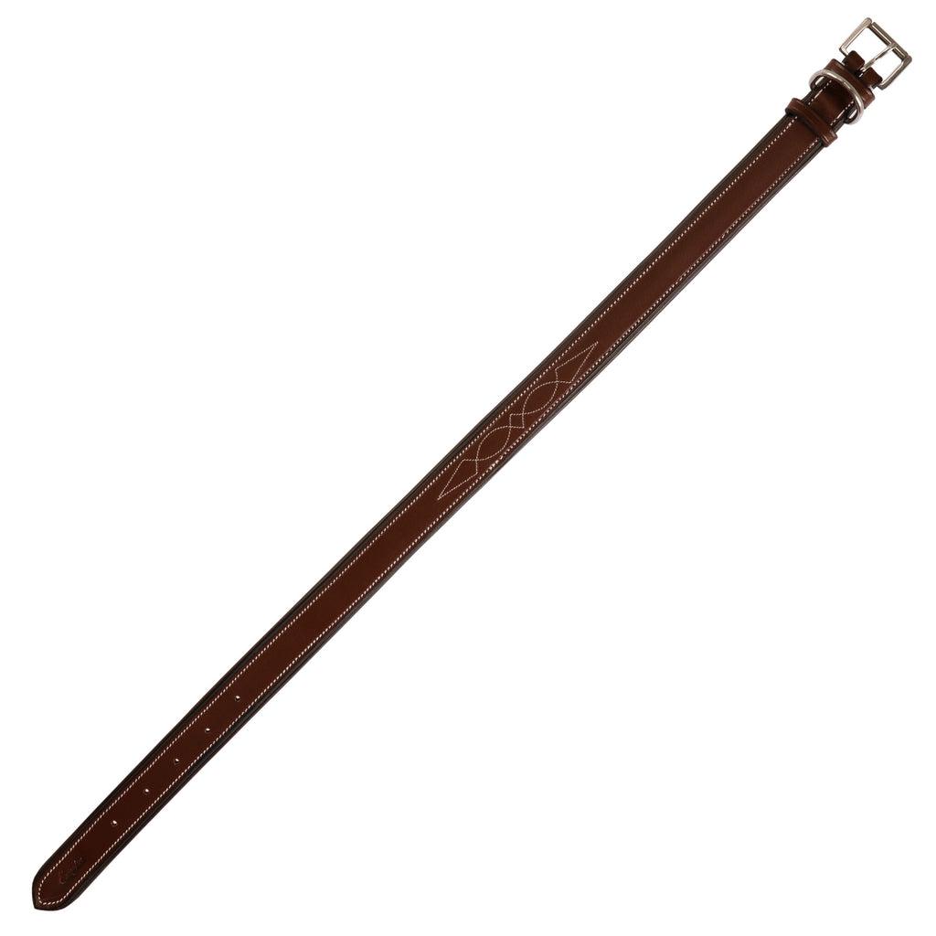 ExionPro Fancy Stitched Padded Leather Dog Collar - Oak Brown Padding by Bridles & Reins - alternate view 7