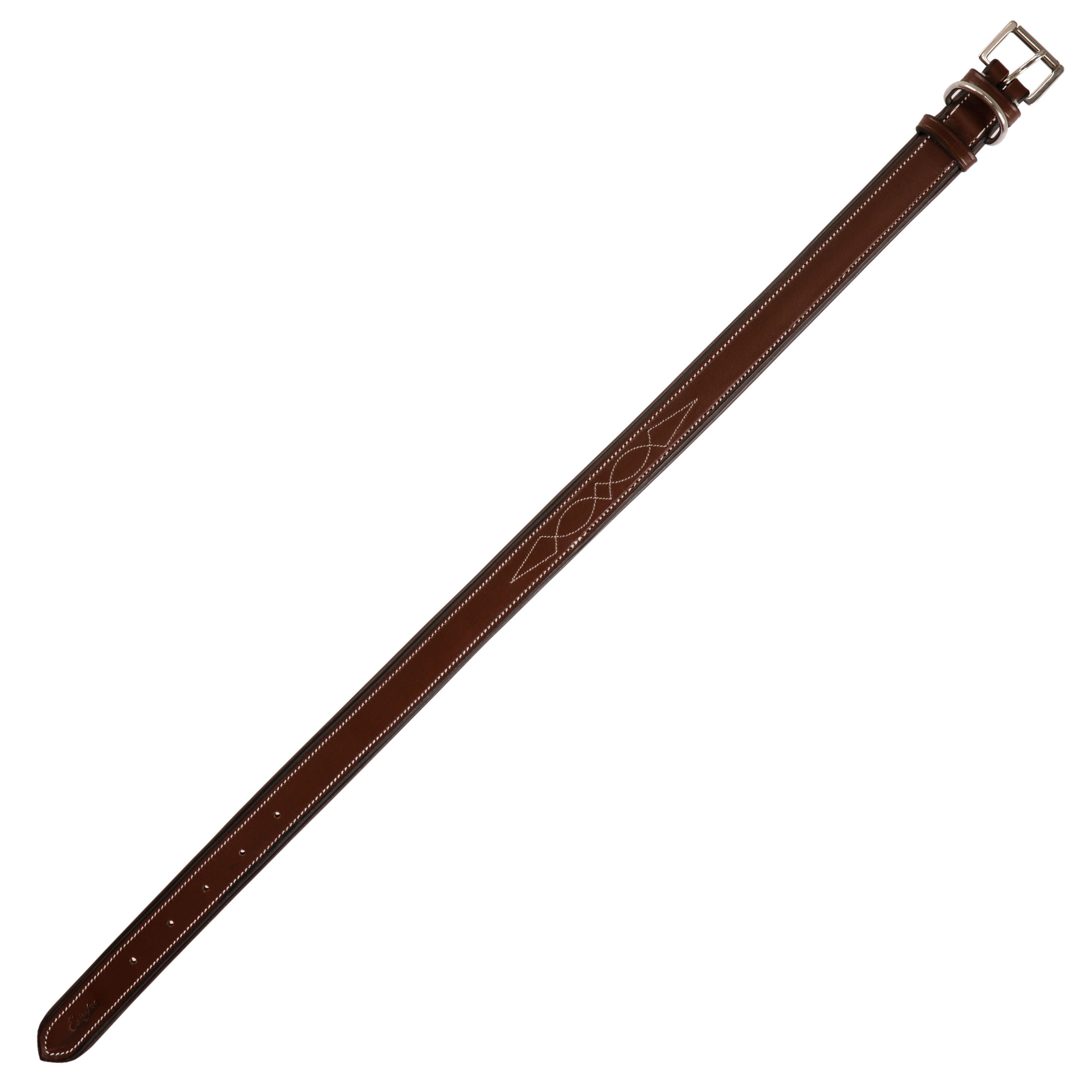 ExionPro Fancy Stitched Padded Leather Dog Collar - Oak Brown Padding by Bridles & Reins - alternate view 7