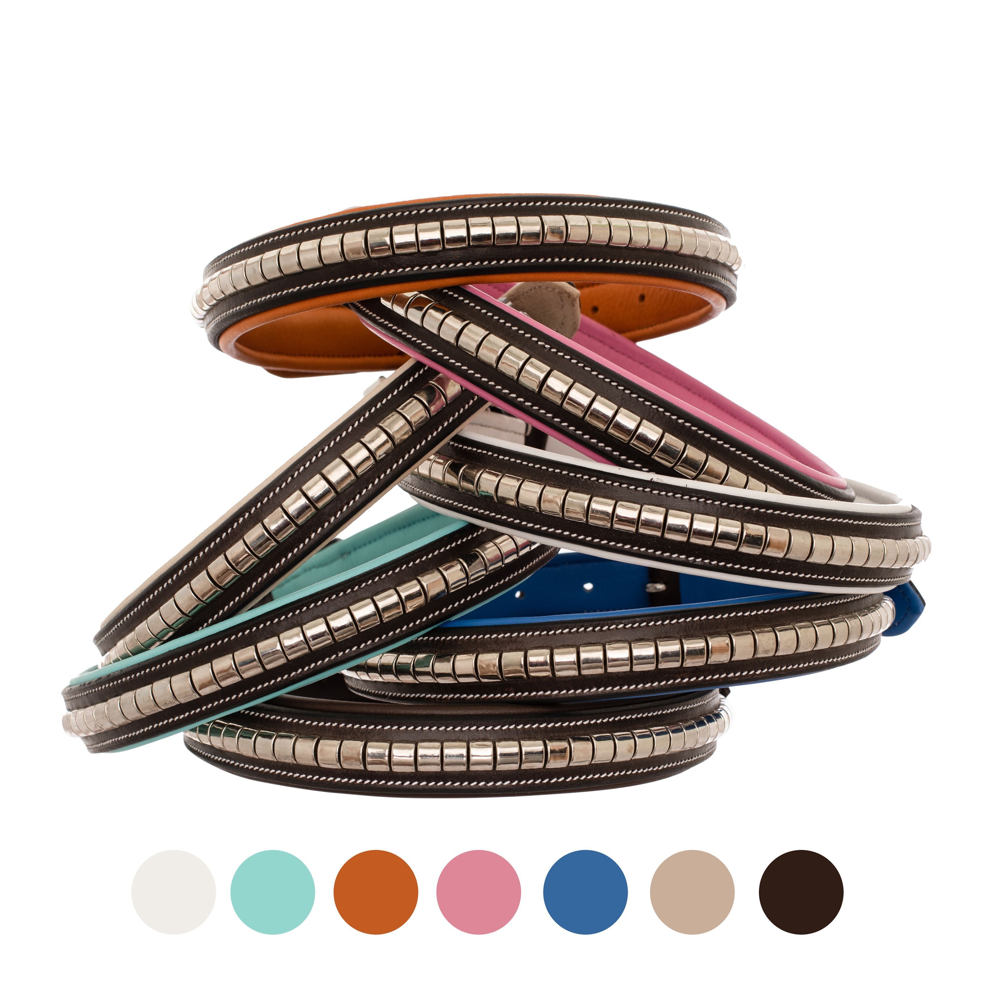 ExionPro Silver Clincher Padded Leather Dog Collar - Brown Padding by Bridles & Reins - alternate view 7