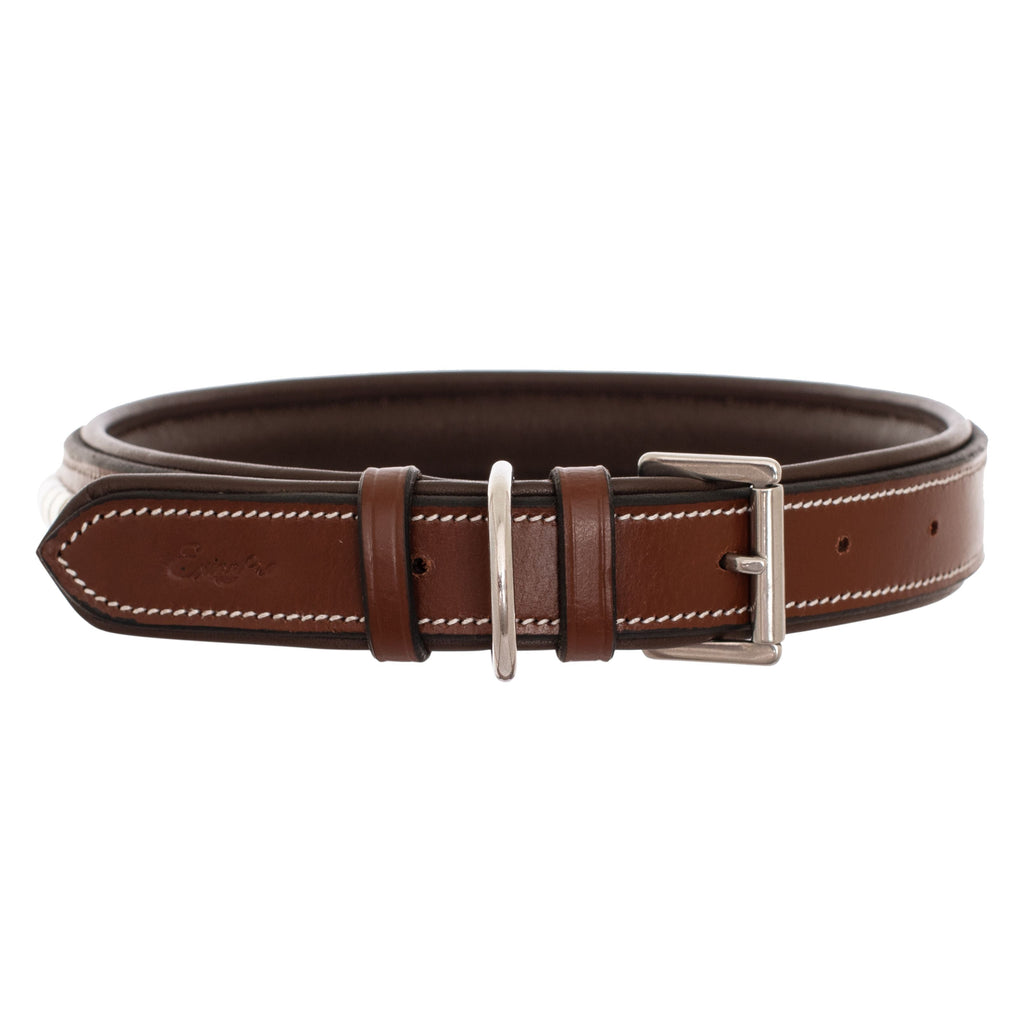 ExionPro Silver Clincher Padded Leather Dog Collar - Brown Padding by Bridles & Reins - alternate view 4