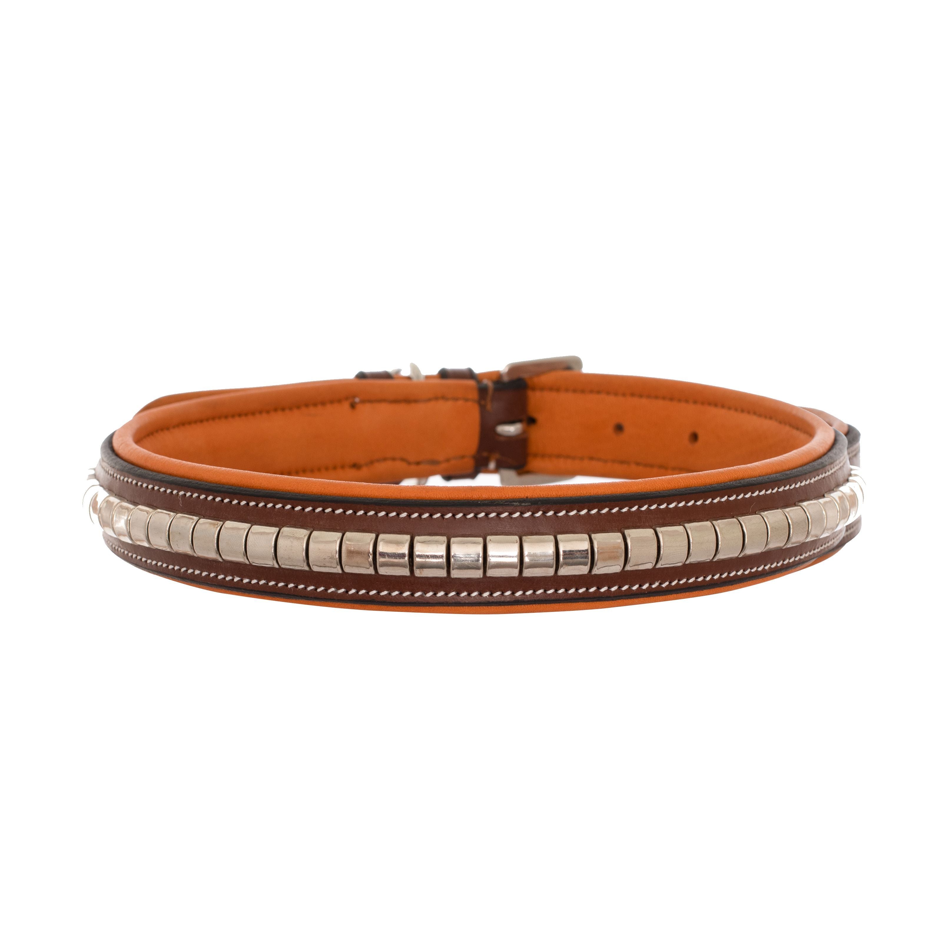 ExionPro Silver Clincher Padded Leather Dog Collar - Conker Padding by Bridles & Reins - alternate view 2