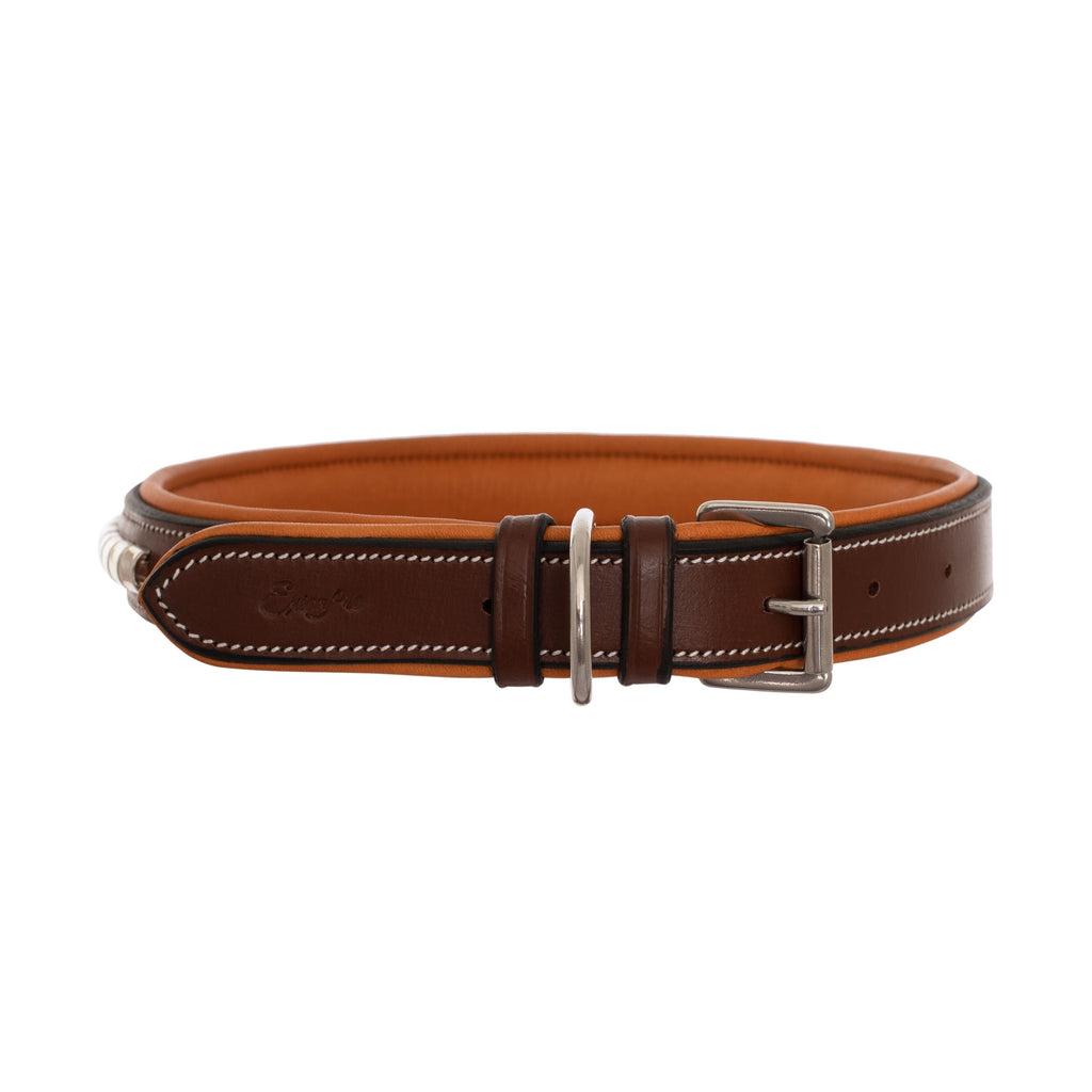 ExionPro Silver Clincher Padded Leather Dog Collar - Conker Padding by Bridles & Reins - alternate view 4