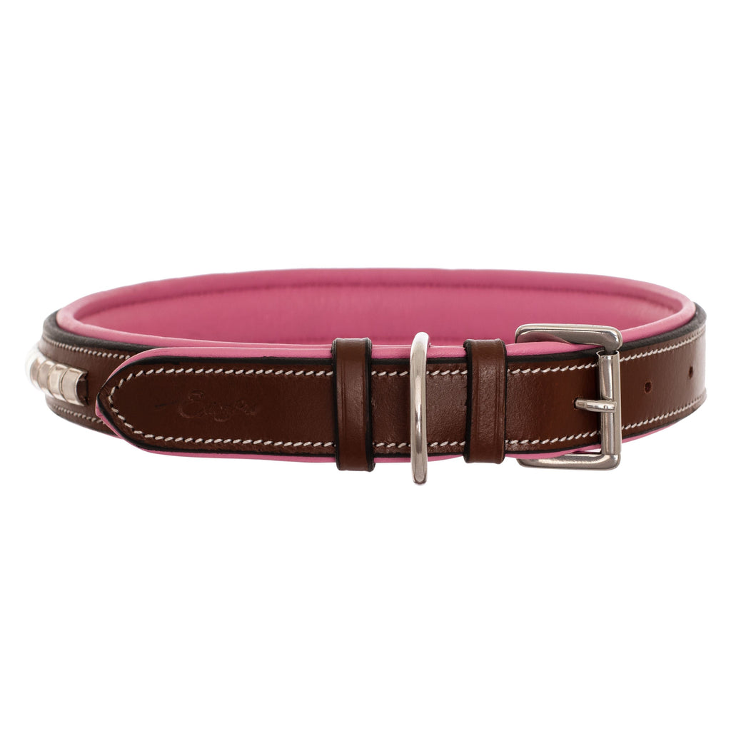 ExionPro Silver Clincher Padded Leather Dog Collar - Pink Padding by Bridles & Reins - alternate view 4