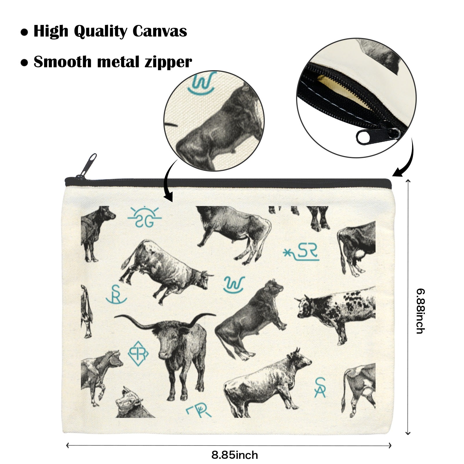 Baha Ranch Cattle Brands Cosmetic Bag Pack of 5 Made in America by Baha Ranch Western Wear - product image 3