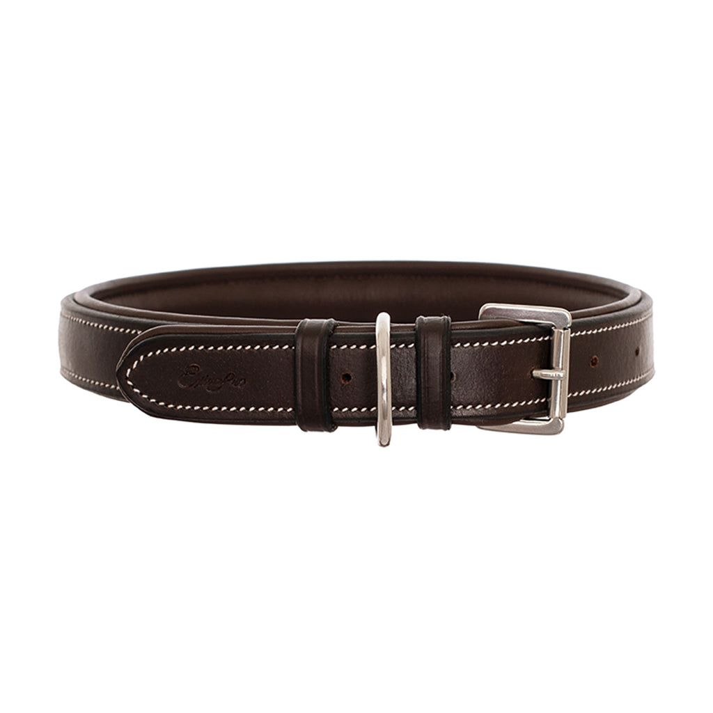 ExionPro Silver Snaffle Padded Leather Dog Collar - Brown Padding by Bridles & Reins - alternate view 2