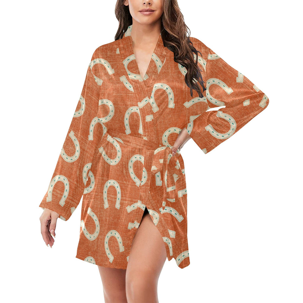 Baha Ranch Rust Orange Women's Belted Satin Feel Dressing Lounge Robe by Baha Ranch Western Wear