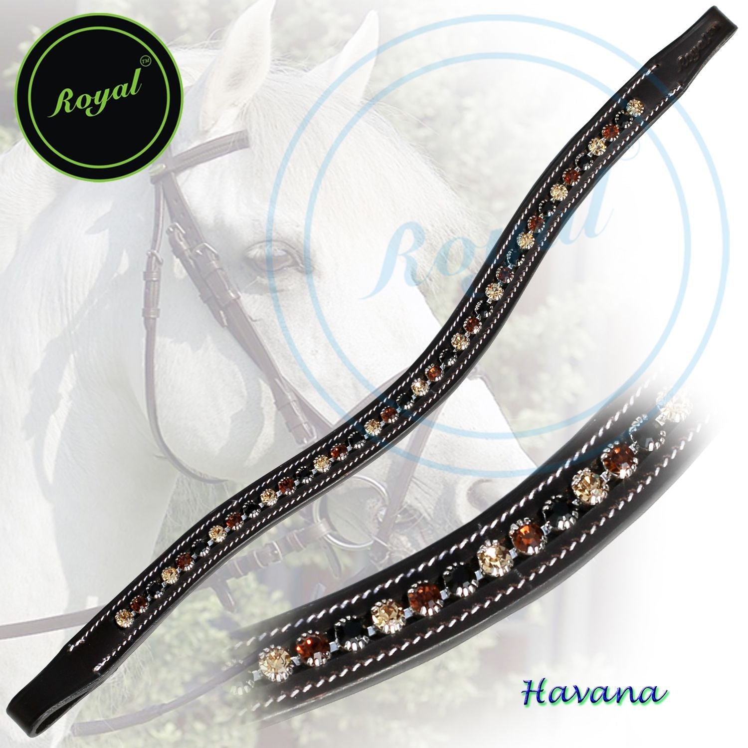 ExionPro Glittering Jet Black, Smoke Topaz and Light Topaz Crystal Browband by Bridles & Reins - alternate view 2