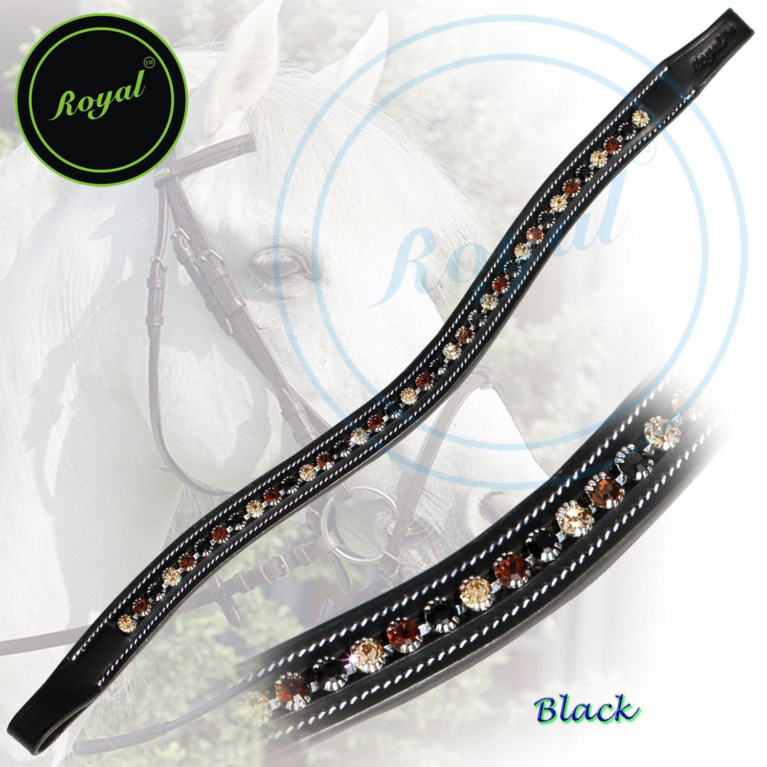 ExionPro Glittering Jet Black, Smoke Topaz and Light Topaz Crystal Browband by Bridles & Reins
