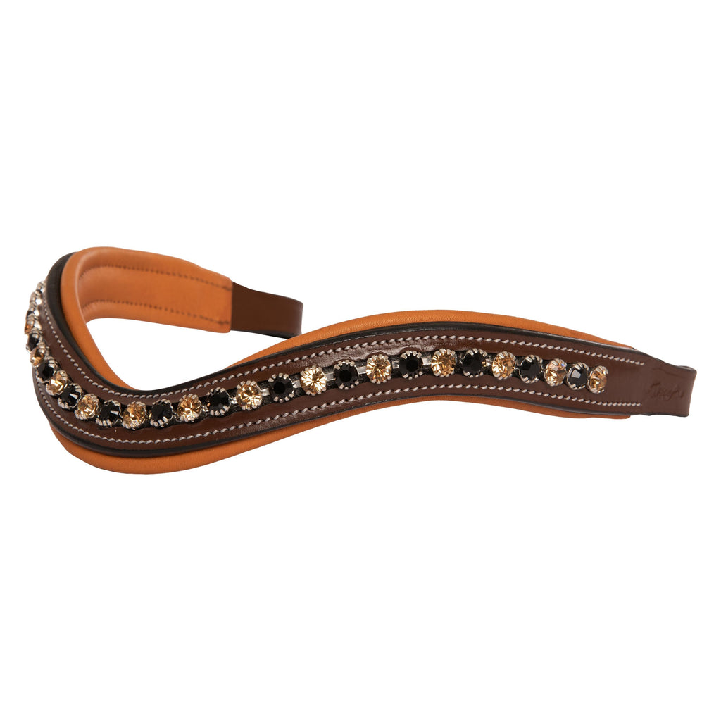 ExionPro Large Dual Coloured Glittering Black, Golden Crystal Browband by Bridles & Reins - alternate view 4