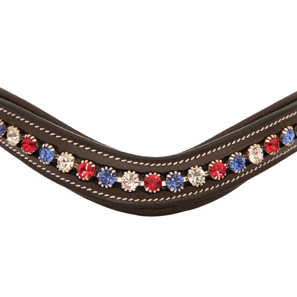 ExionPro Designer Red, Blue & White linked Crystal Browband by Bridles & Reins - alternate view 4