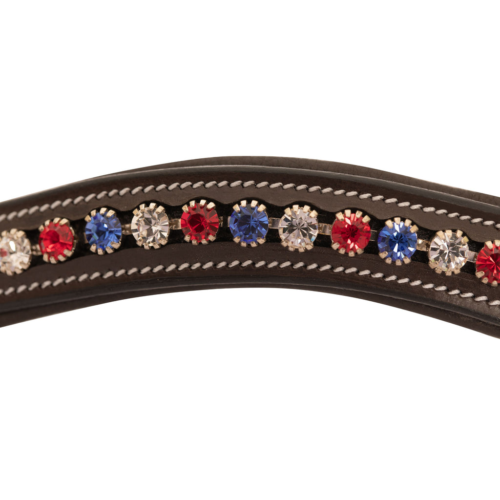 ExionPro Designer Red, Blue & White linked Crystal Browband by Bridles & Reins - alternate view 5
