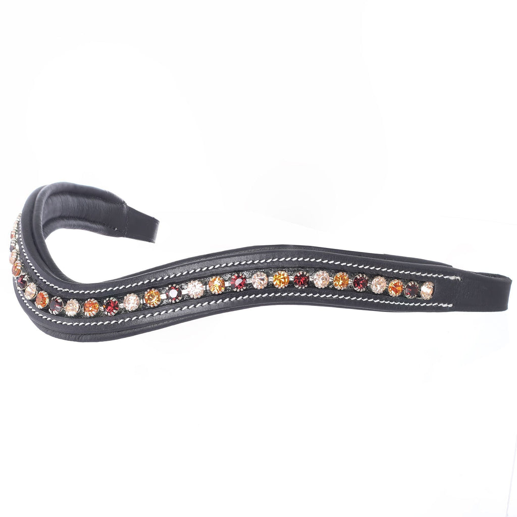 ExionPro Elegant Soft Padded Light Peach, Burgundy, Topaz Colored Crystal Browband by Bridles & Reins