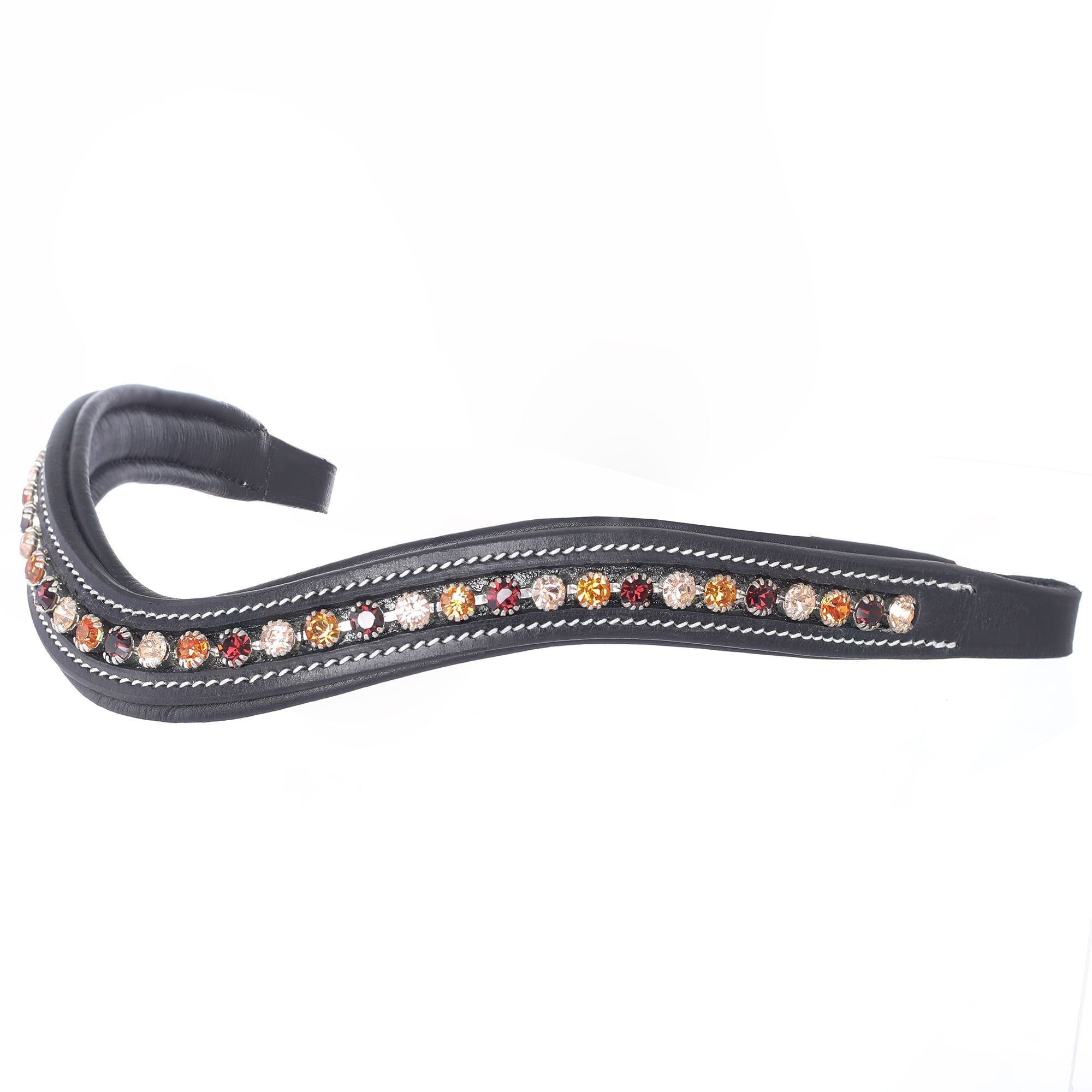ExionPro Elegant Soft Padded Light Peach, Burgundy, Topaz Colored Crystal Browband by Bridles & Reins