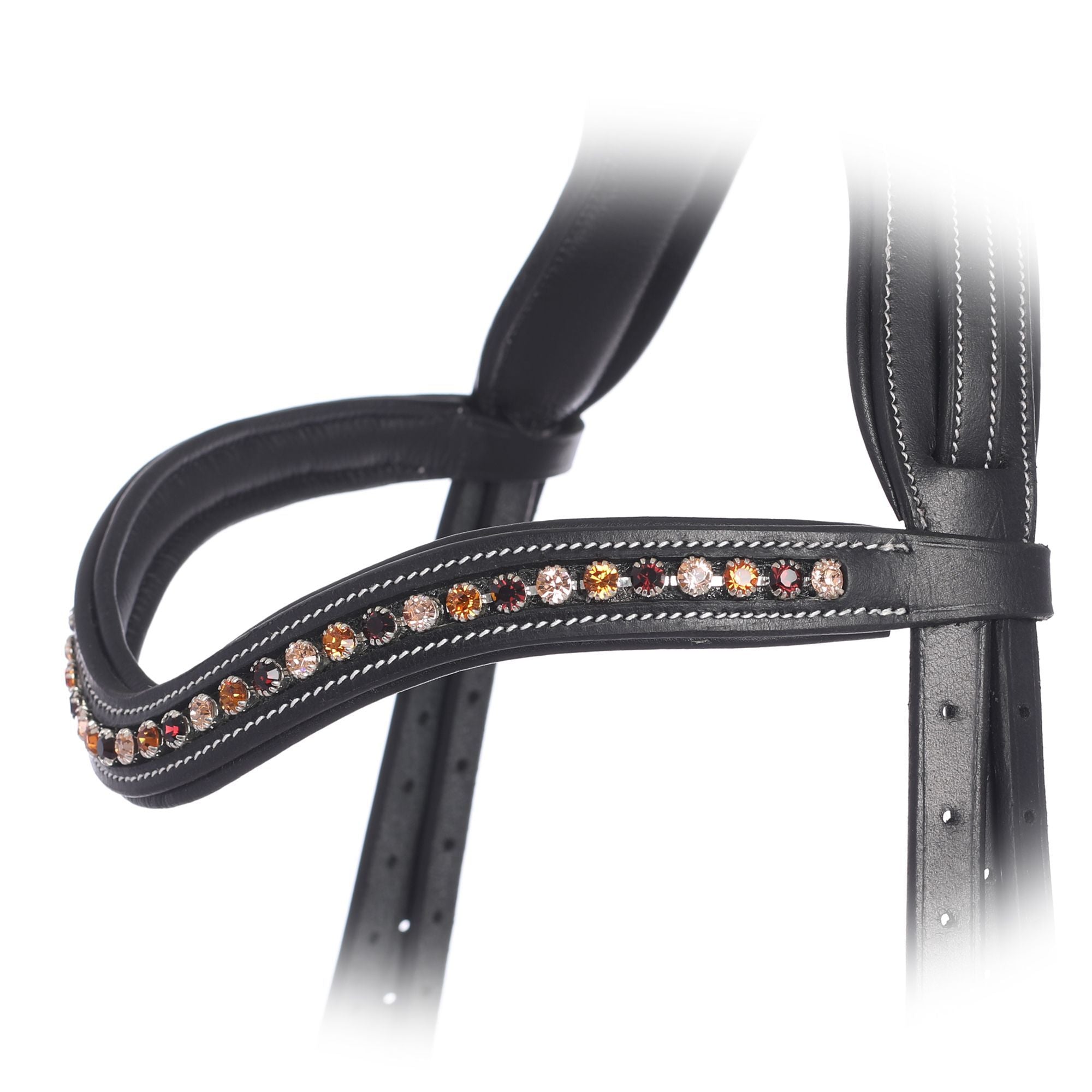ExionPro Elegant Soft Padded Light Peach, Burgundy, Topaz Colored Crystal Browband by Bridles & Reins - alternate view 4