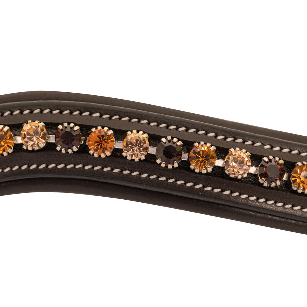 ExionPro Elegant Soft Padded Light Peach, Burgundy, Topaz Colored Crystal Browband by Bridles & Reins - alternate view 3