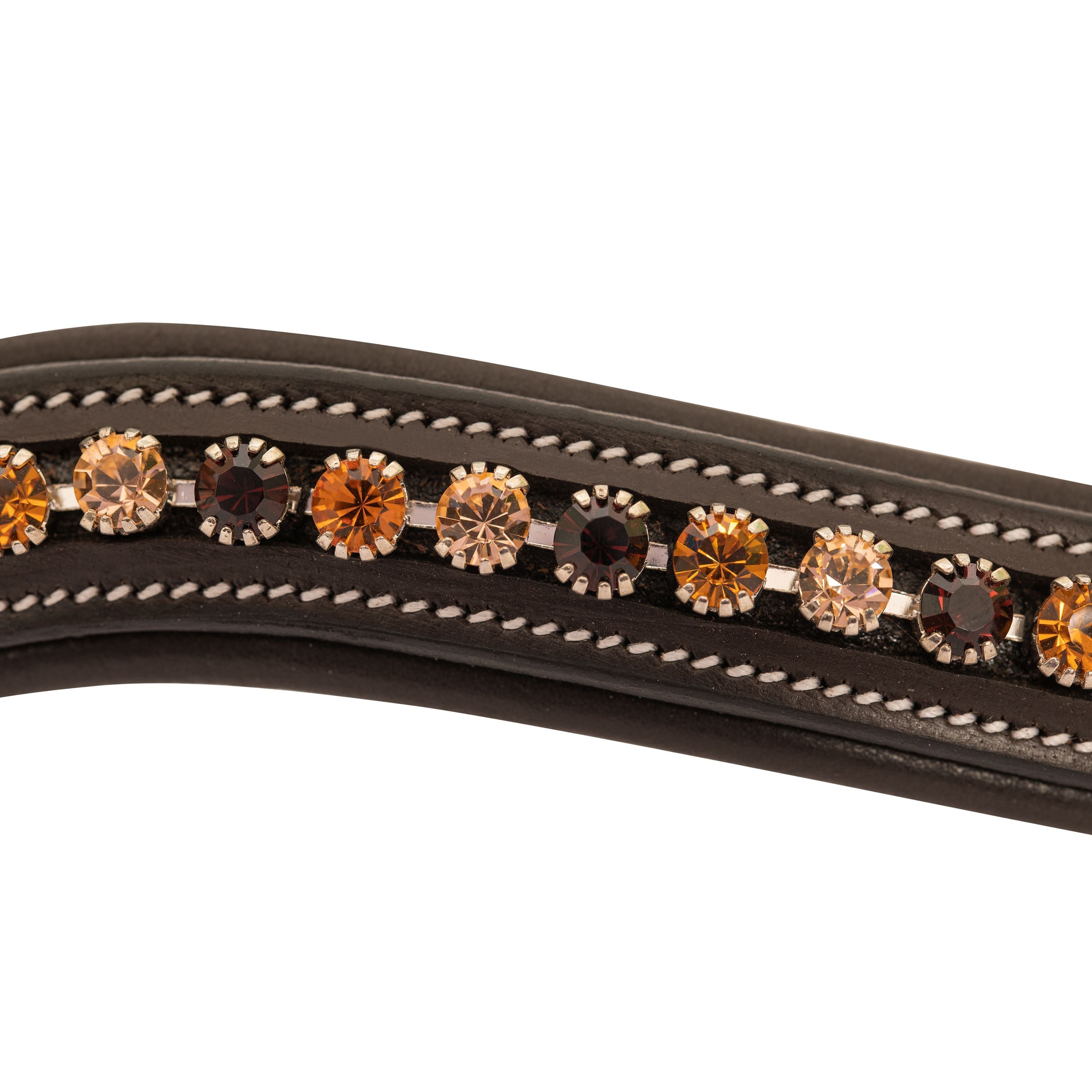 ExionPro Elegant Soft Padded Light Peach, Burgundy, Topaz Colored Crystal Browband by Bridles & Reins - alternate view 3