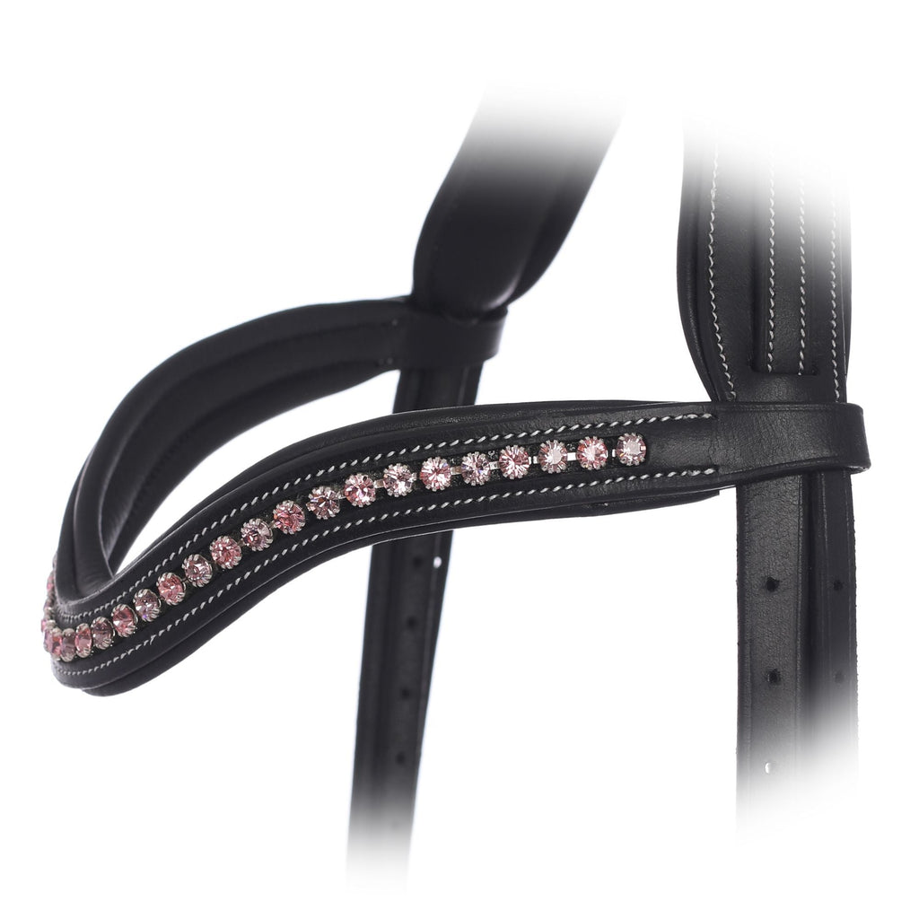 ExionPro Elegant Soft Padded Light Rose, Light Amethyst Colored Crystal Browband by Bridles & Reins - alternate view 2