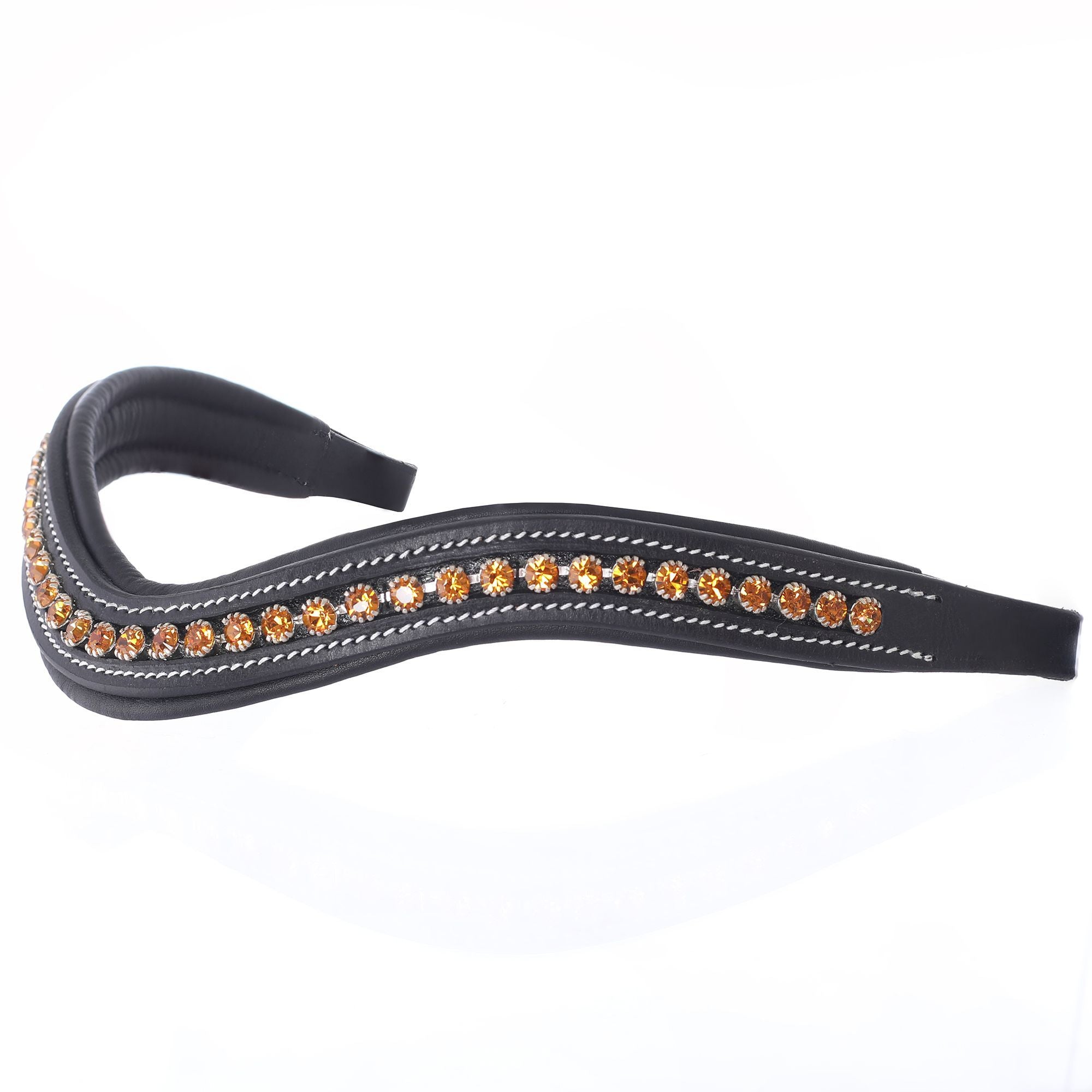 ExionPro Elegant Deep Curved Soft Padded Topaz Crystal Decorated Browband by Bridles & Reins