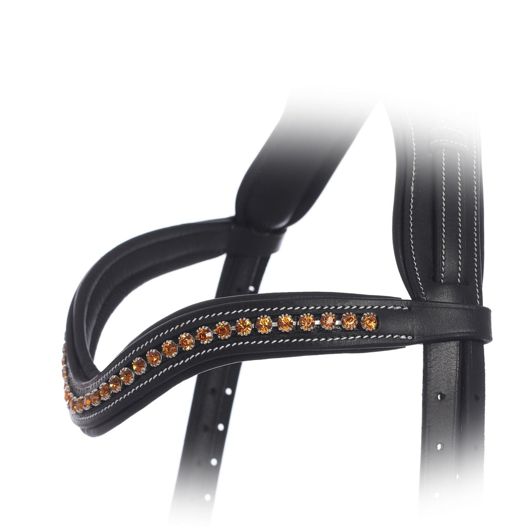 ExionPro Elegant Deep Curved Soft Padded Topaz Crystal Decorated Browband by Bridles & Reins - alternate view 4