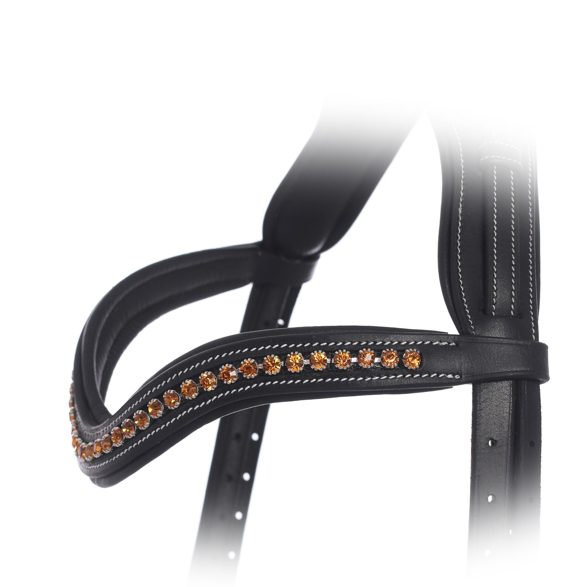 ExionPro Elegant Deep Curved Soft Padded Topaz Crystal Decorated Browband by Bridles & Reins - alternate view 4