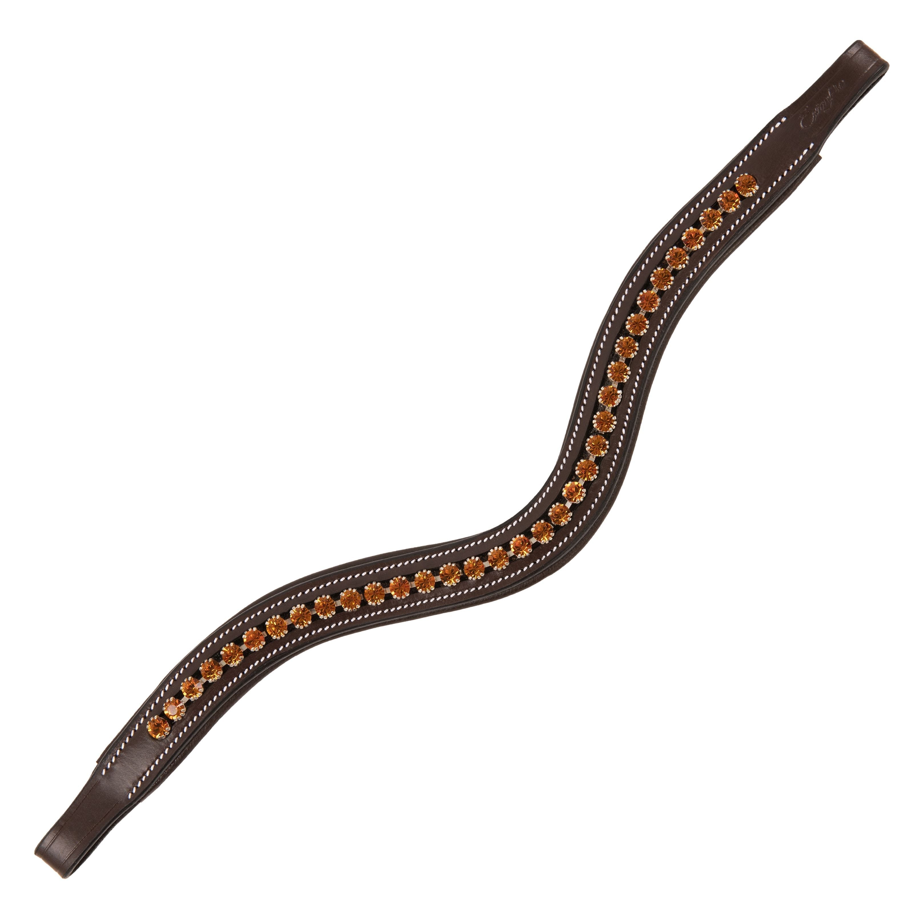 ExionPro Elegant Deep Curved Soft Padded Topaz Crystal Decorated Browband by Bridles & Reins - alternate view 2
