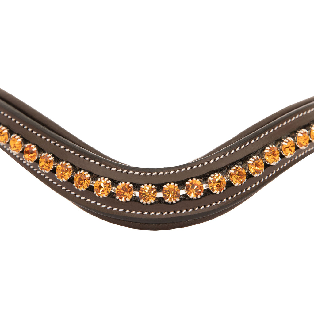 ExionPro Elegant Deep Curved Soft Padded Topaz Crystal Decorated Browband by Bridles & Reins - alternate view 6