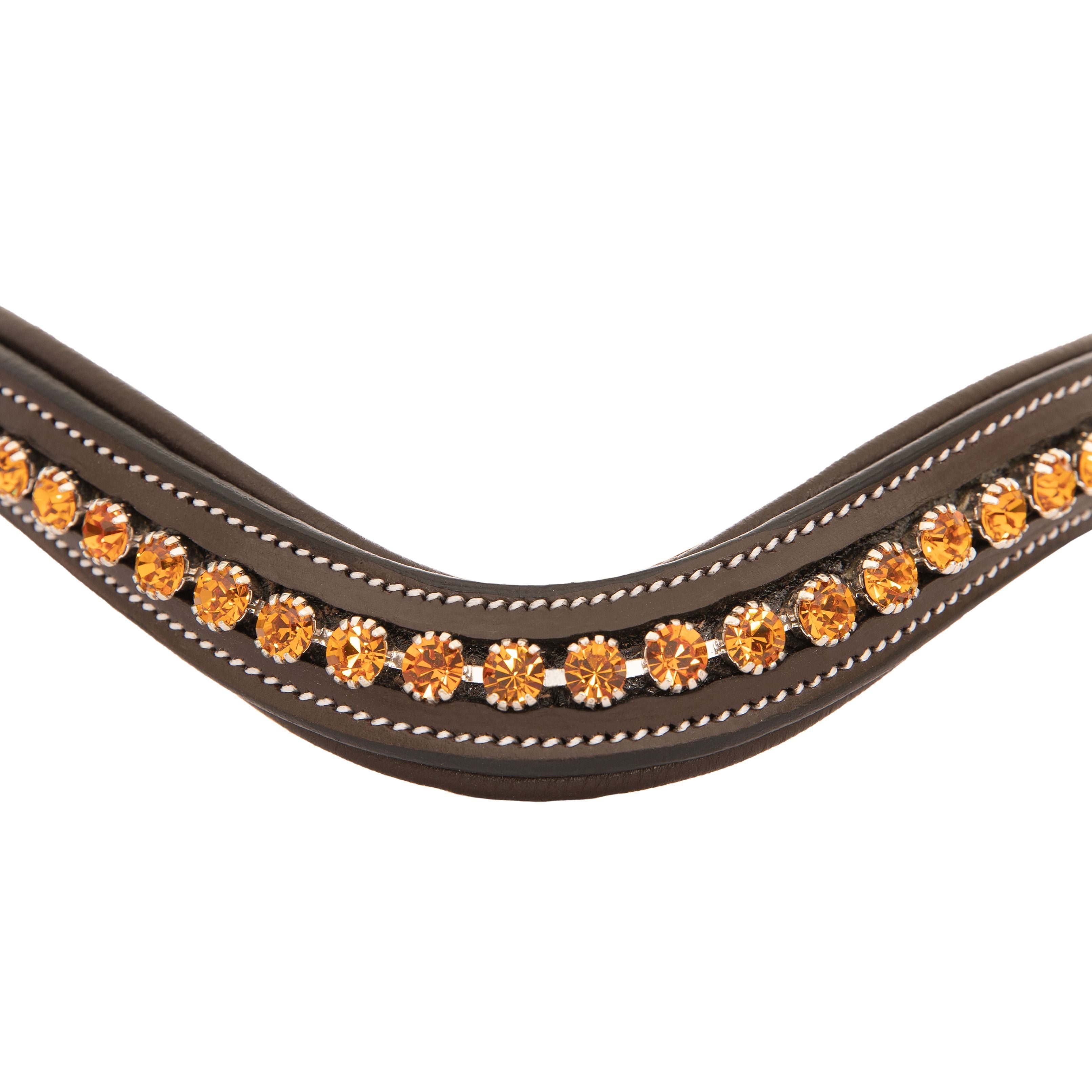 ExionPro Elegant Deep Curved Soft Padded Topaz Crystal Decorated Browband by Bridles & Reins - alternate view 6