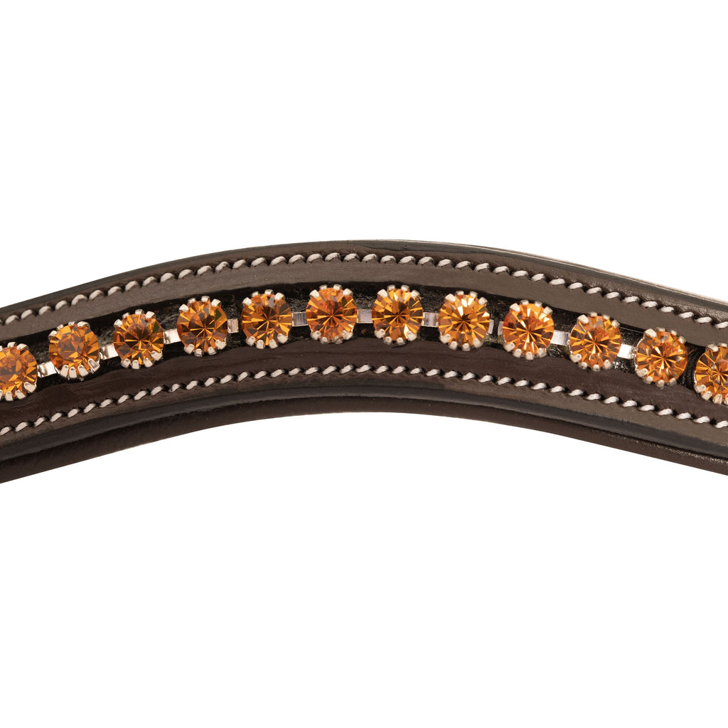 ExionPro Elegant Deep Curved Soft Padded Topaz Crystal Decorated Browband by Bridles & Reins - alternate view 7